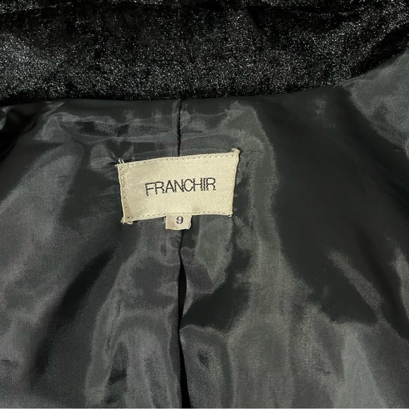 Vintage Velvet Jacket Women 9 Black Floral Embroidered Whimsigoth Button Coat - Picture 9 of 9